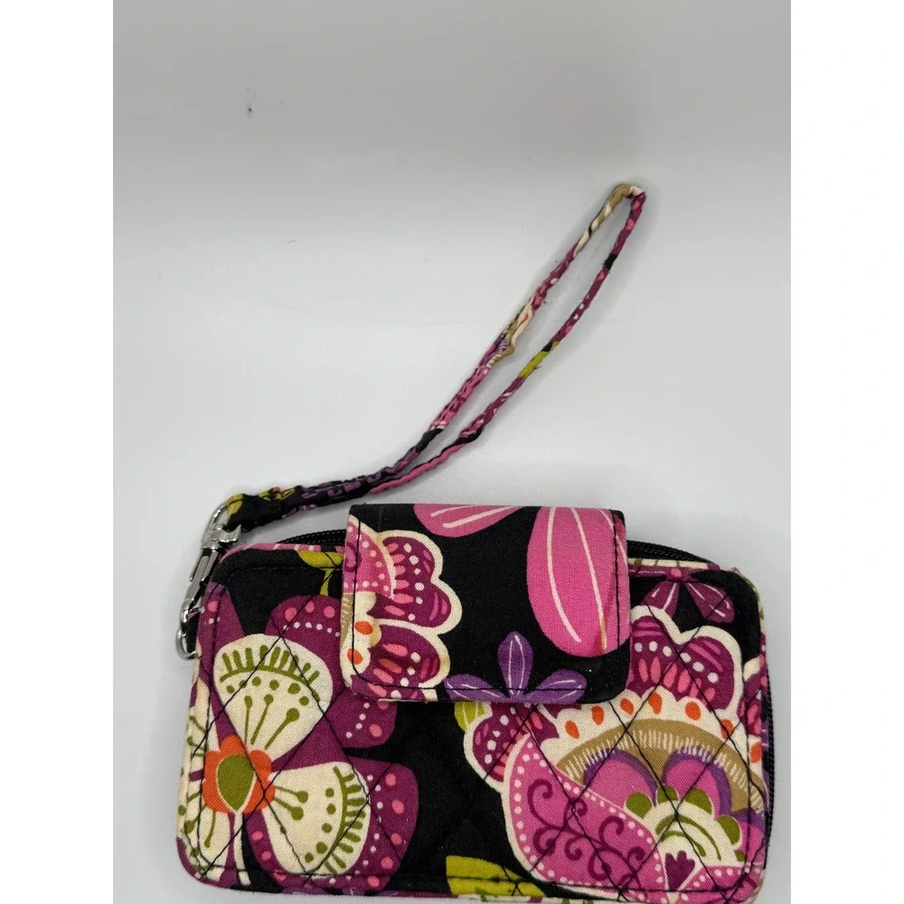 Vera Bradley Floral Card Case Wallet Wristlet Zip‎ Around